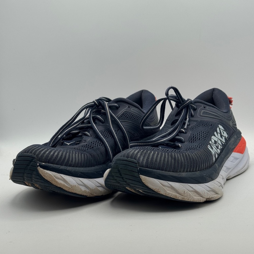 Hoka One One Bondi 8.5 Shoes Mens Size‎ 10 Black White Running Sneakers Comfort